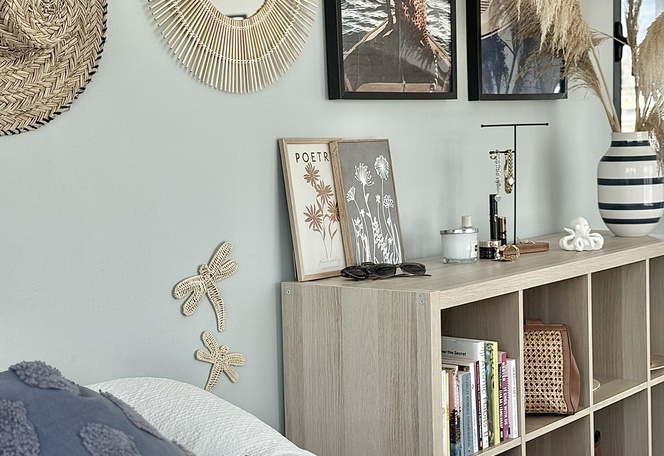 Peaceful bedroom with natural light and comfort